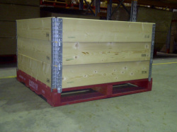 3 Pallet Collars on a pallet create a pallet box.